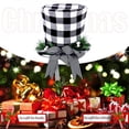 thumbnail image 3 of Clearance!!! Holiday Christmas Tree Topper Xmas Tree Ornaments Decoration Black and White Plaid Top Hat Christmas Treetop With Bow-knot Ribbon, 3 of 5