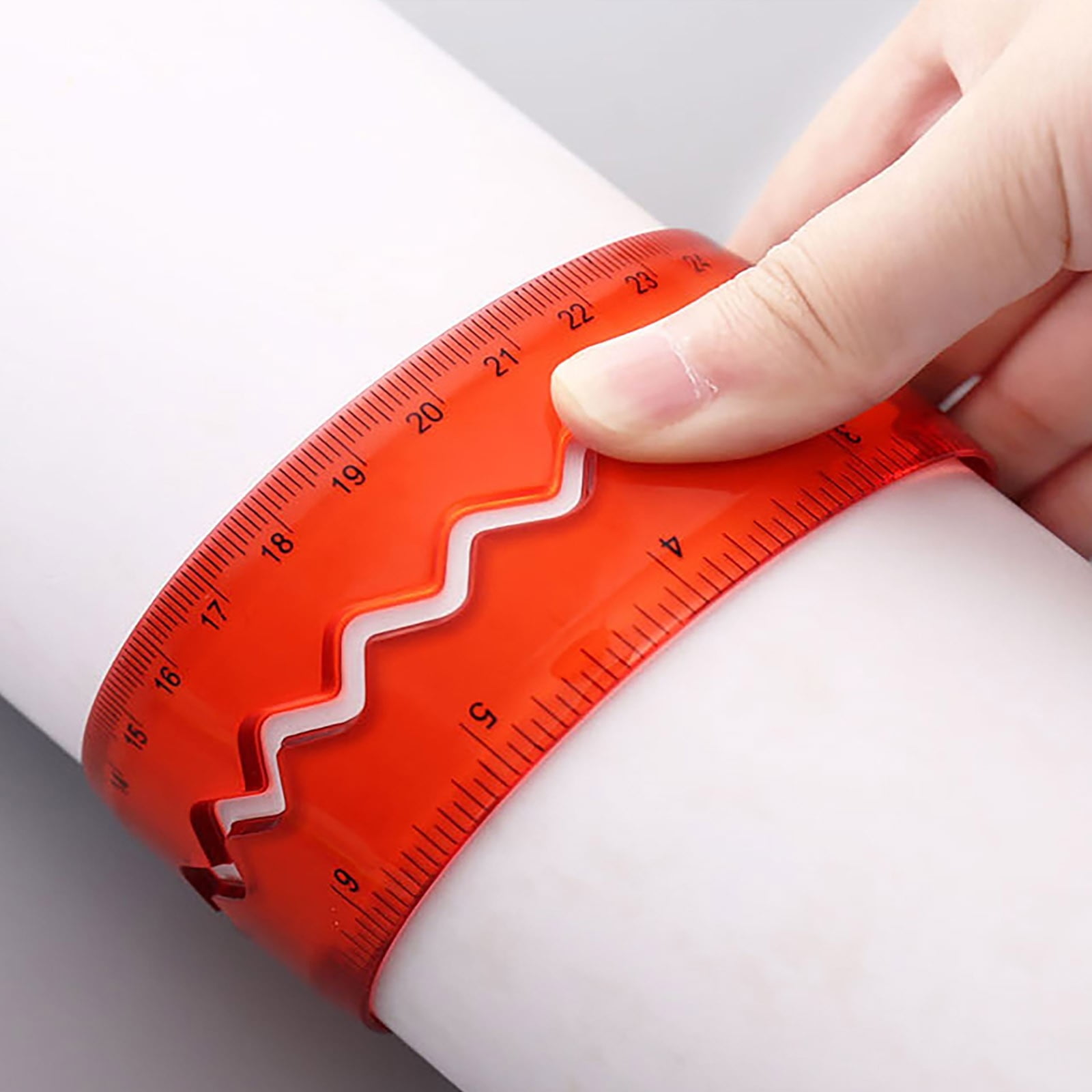 TXYRDXK 1 Pack Clear Plastic 12 Inch Straight Flexible Ruler With Inches and Metric, Shatterproof Bendable Unbreakable Safe Soft Transparent Ruler for Home, Office (Red)