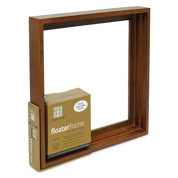 Ampersand Floater Frame - Bold, Walnut, 12" x 12", 1-1/2"