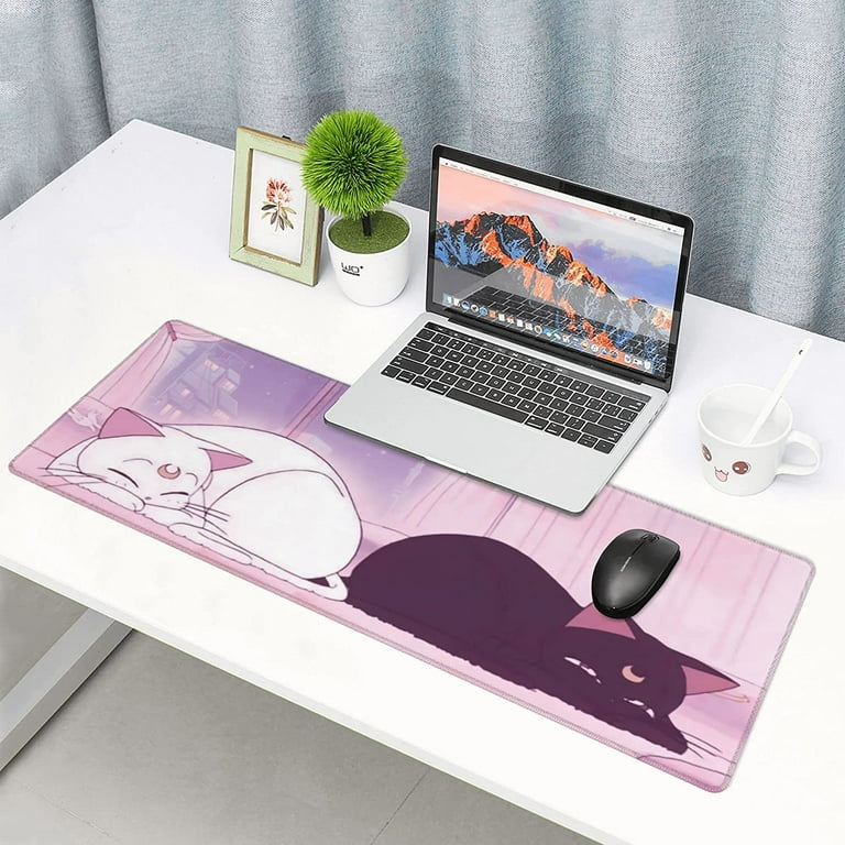 Black Cat Desk Mat, Anime Desk Mat, Kawaii Office Accessories