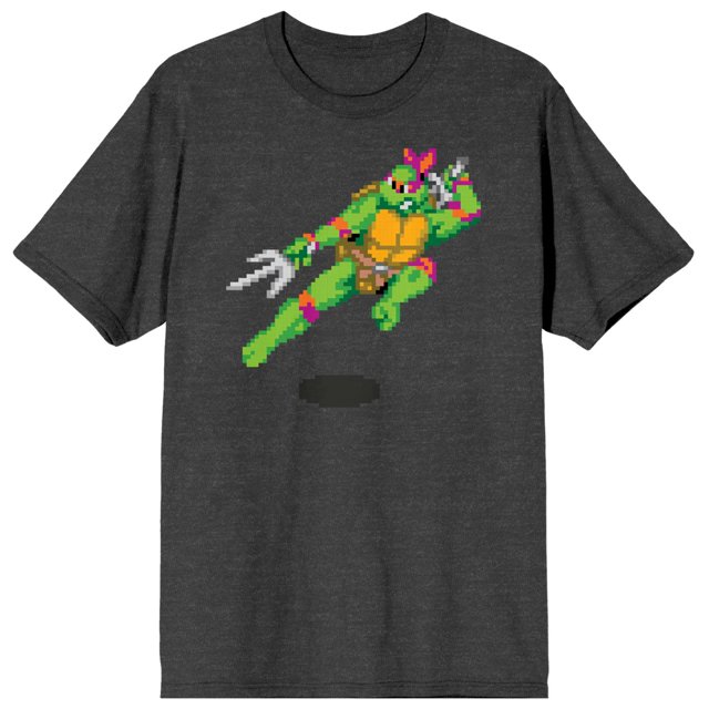 Teenage Mutant Ninja Turtles Raphael Pixelated Design Heather Charcoal T-Shirt