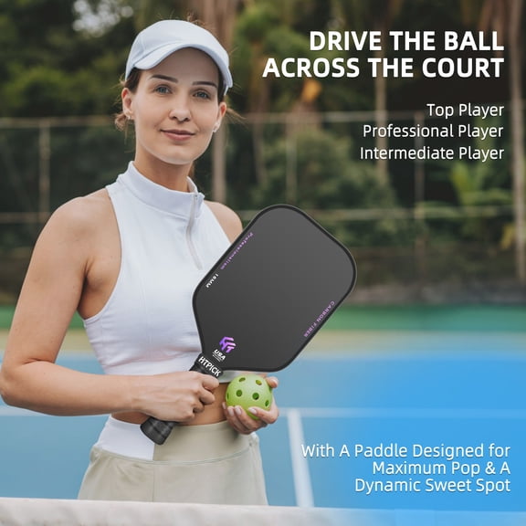 HTPICK Pickleball Paddle Professionalism 16MM Cold-Pressed Textured Black T700 Carbon Fiber