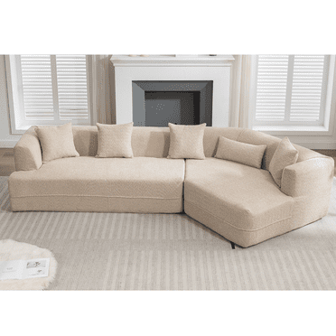 Homiyad Modular Sofa , Modern Minimalist Style Sofa, Upholstered , Free Combination, Round Fiber Fabric, Anti-Wrinkle Fabric,Dimension Extension,Brown