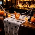 thumbnail image 4 of Halloween Spider Web Mesh Table Runner 118.11in Long Cuttable Polyester Netting Table Flag 11.02x118.11in Spooky Dining Table Fireplace Mantel Holiday Party Tabletop Decor, 4 of 6