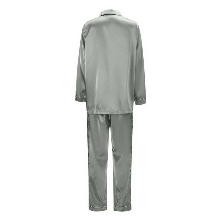 Hwmodou Family Pajamas Matching Sets Grey Silk Loungewear Solid