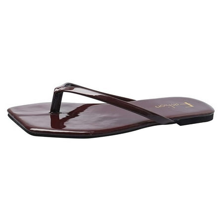 

Summer Savings Clearance! PEZHADA Womens Sandals Flip Flops for Women Summer Fashion Solid Color Slippers Square Head Flat Multicolour Casual Flip Flops Slippers Wine