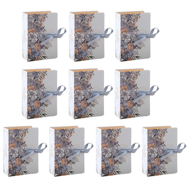 10Pcs Book Shape Gifts Package Box Clear Print Paper Wedding Favor Present Package Box for Birthday