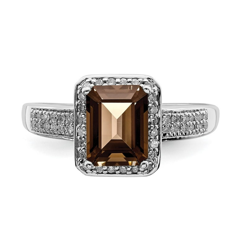 Primal Silver Sterling Silver Rhodium-plated Diamond and Smoky