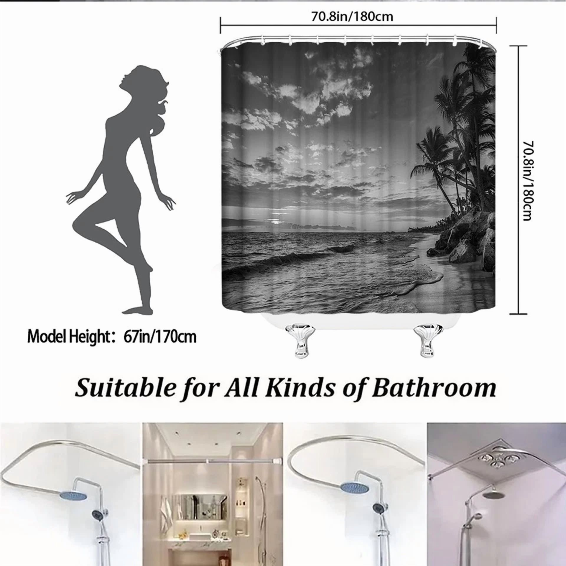 BUTTERFLY- 1Pc Shower Curtain -Polyester Fabric- 70.8X70.8 Inches With Hooks-6933A