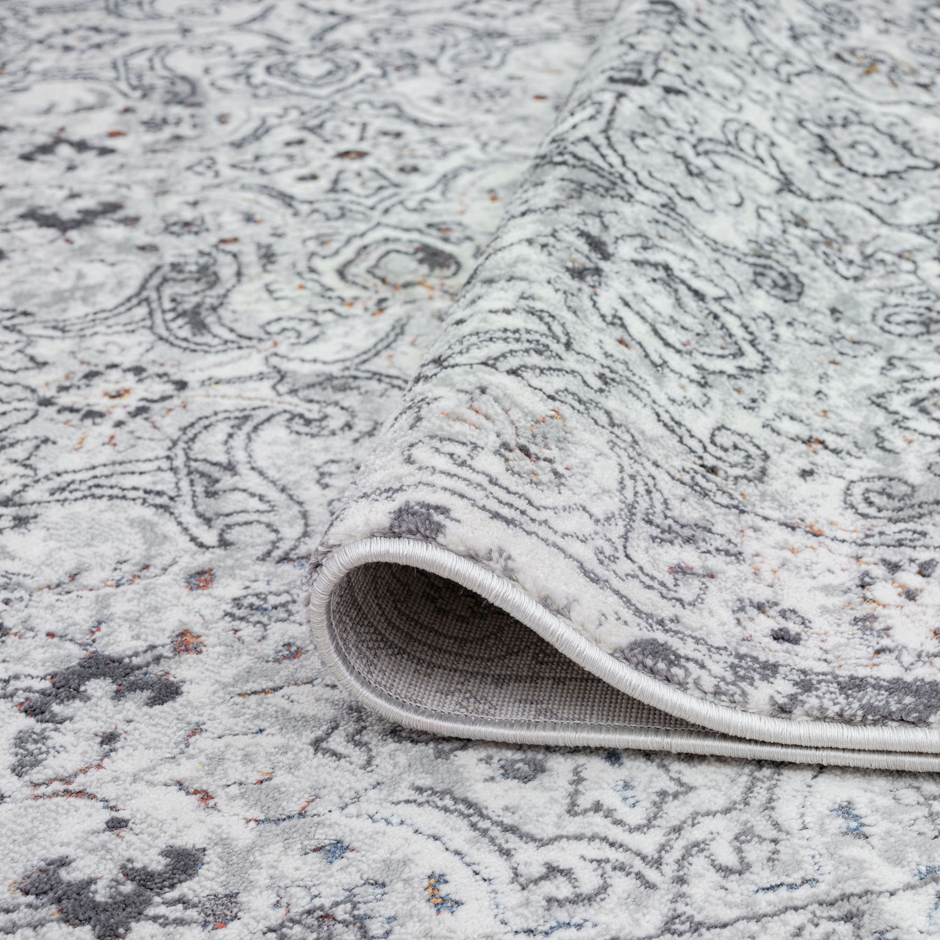 Traditional 5x8 Area Rug (5'3'' x 7'3'') Floral Gray, Teal Living Room Easy to Clean