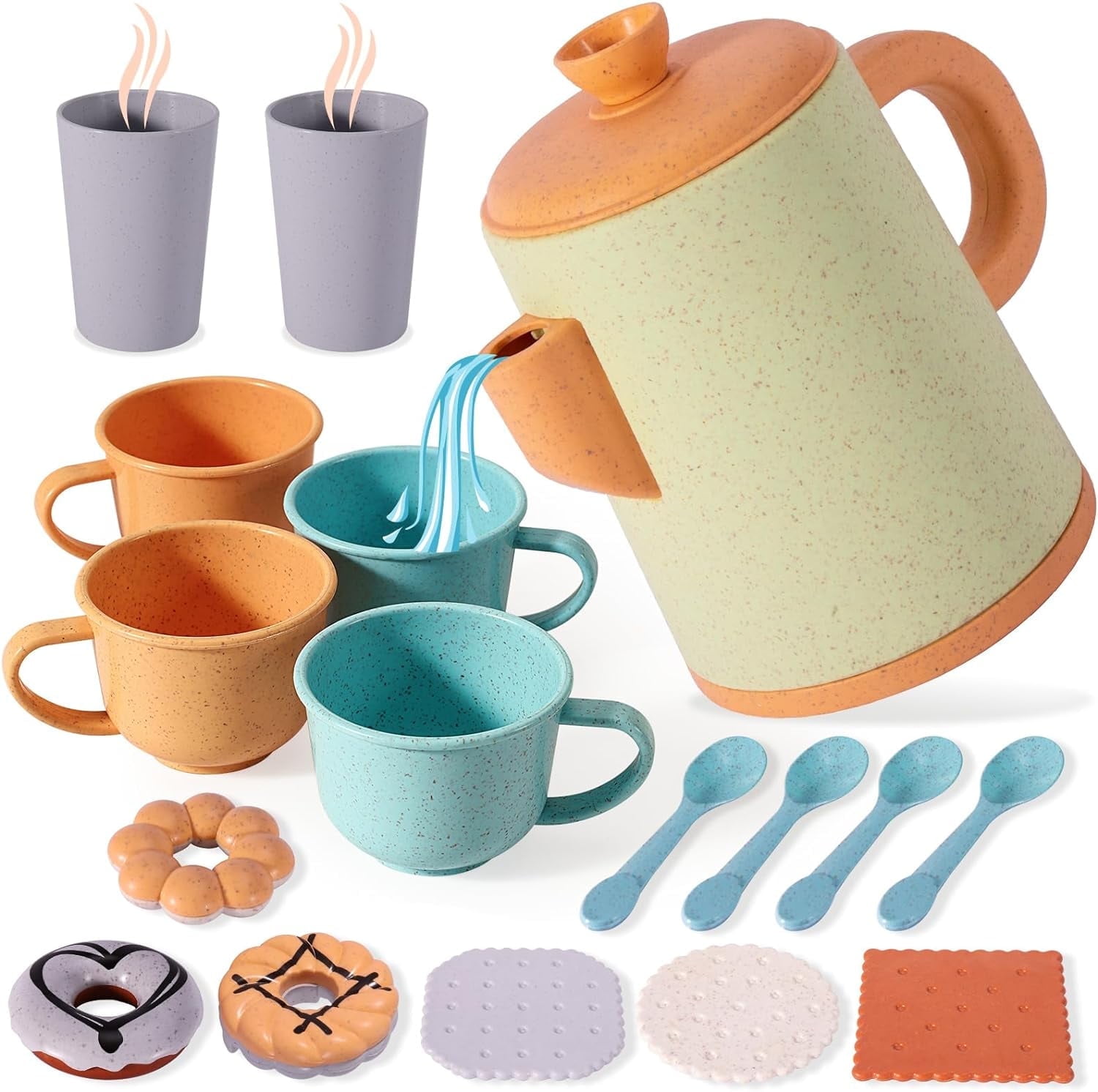 Kid Connection Toy Tea Play Set with Light and Sound, 18 Pieces