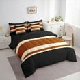 thumbnail image 3 of jejeloiu Vintage Stripes Pattern 7pcs Bedding Comforter Set,Abstract Geometric Queen Bedding Sets,Brown Black Queen Sheet Sets For Kids,Breathable Home Decor Reversible, 3 of 8