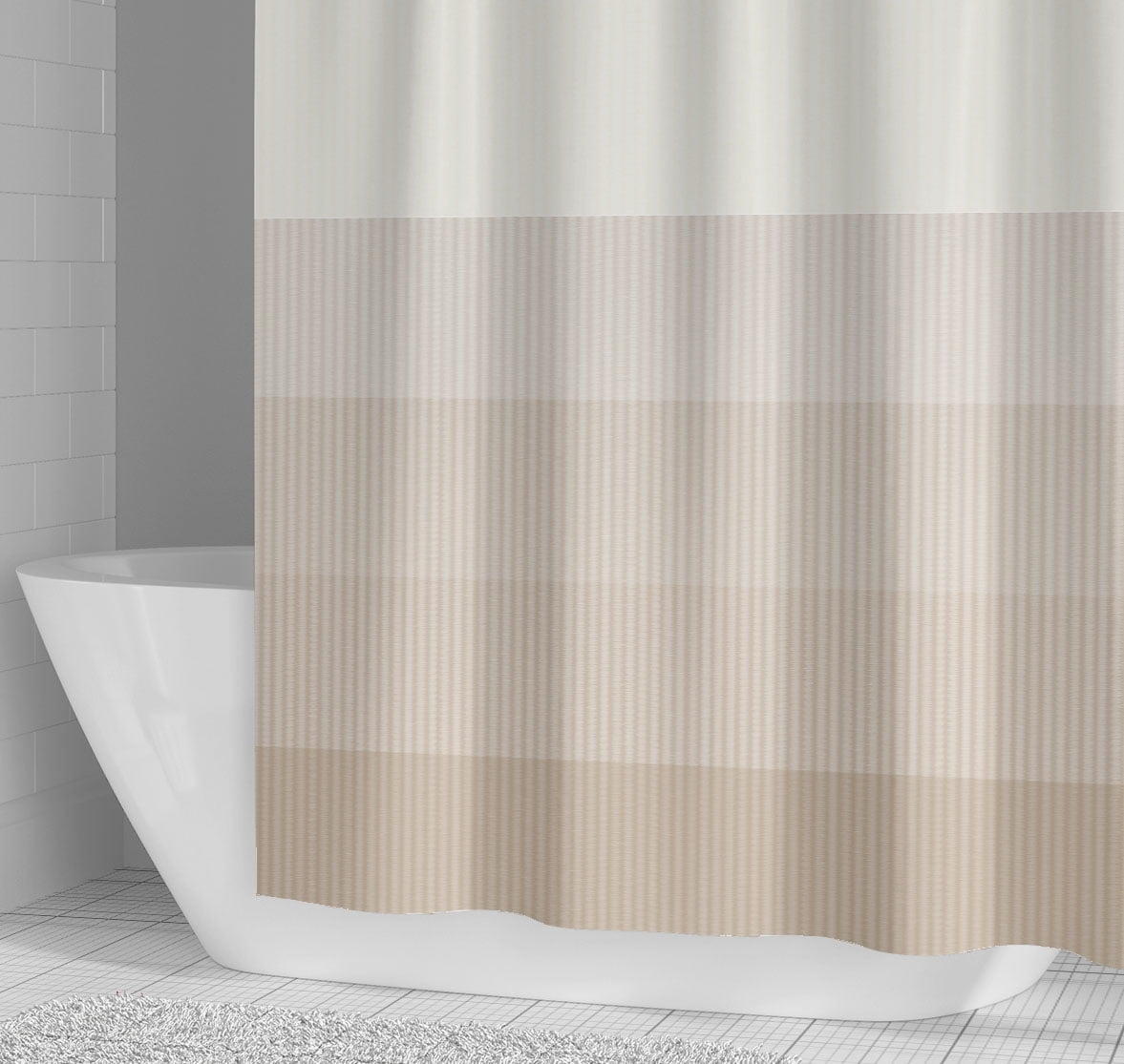 Mainstays White and Beige Ombre Multi Color Striped Shower C