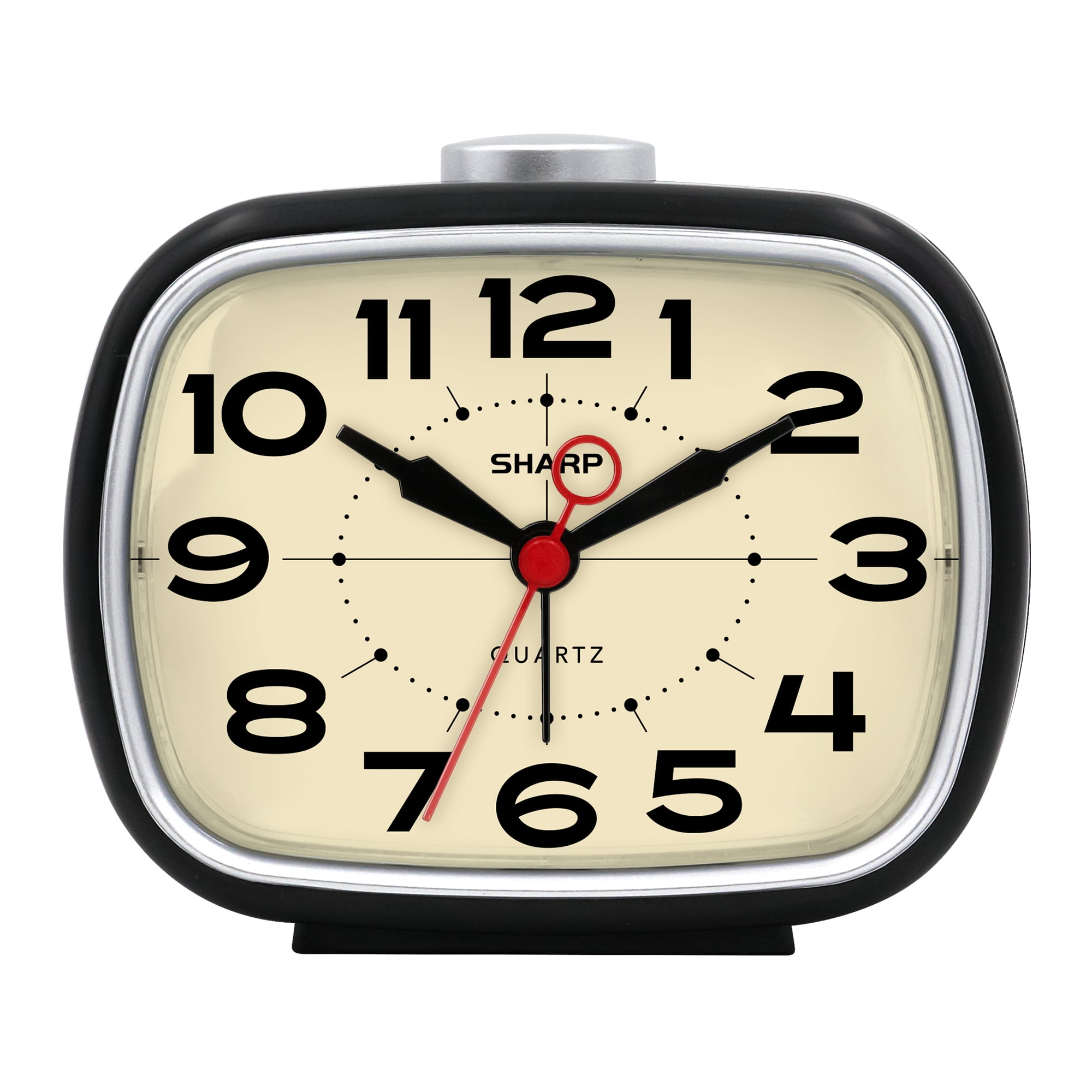 Sharp Battery Powered Alarm Clock, Retro Battery Operated Alarm Clock for Bedrooms, Office, Travel - Super Quiet with No Ticking, Snooze alarm, Beep Sounds, Gentle Wake, Simple to Use