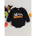 thumbnail image 2 of LMLYSoH Baby Halloween Romper Long Sleeve Round Neck Bat Letter Print Bodysuit Newborn Clothes, 2 of 9