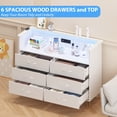 thumbnail image 6 of Garvee Dresser for Bedroom 6 Drawer White with LED Light & Charging Station, Wooden Dressers and Chests of Drawers with 2-Tier Open Shelves, Wide Dresser Organizer for Living Room Hallway Entryway, 6 of 7