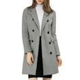 thumbnail image 2 of Abrigo de invierno para mujer INSPIRE CHIC con solapa muesca, abrigo de trench de doble botonadura, gris, 2 of 7