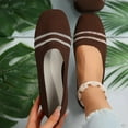 thumbnail image 2 of Coffee Women Comfortable Flat Shoes Hollow Fly Knit Slip On Coffee For Summer And Fall Outfits, 2 of 7