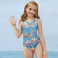 thumbnail image 5 of FOR U DESIGNS Cute Toddlers Girls V Neck Swimsuit Starfish Pearl Non-Snaps Bodysuit Size 7-8T Comfortable One-Piece Swimwear for Swimming Surfing, 5 of 8