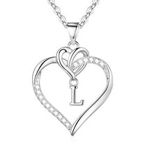 Inadays Heart Necklace for Women - Dainty 925 Sterling Silver Heart Necklaces Cute Letter Initial Pendant, Jewelry Gifts for Her Wife Girlfriend Mom Women Anniversary Birthday Christmas, A-Z