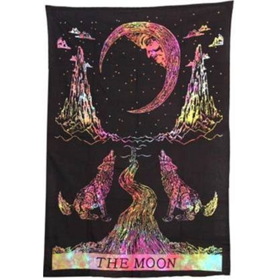 The Moon Tapestry Wall Hanging Wolf Moon Hippie Tapestries Poster