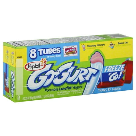 Yoplait Nickelodeon Spongebob Squarepants Brainbusters Banana Split & Strawberry Milkshake Go-Gurt Yogurt, 2.25 Oz., 8 Count