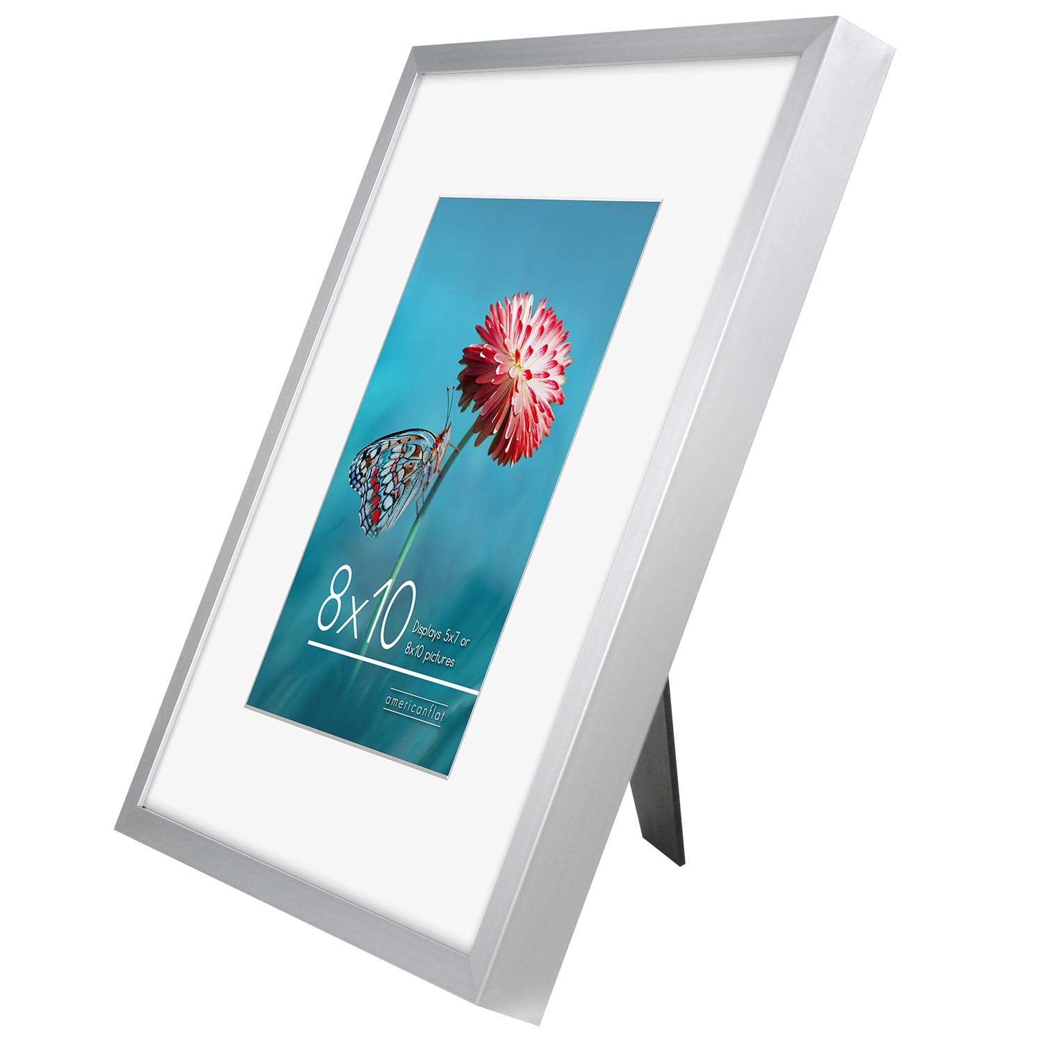 Americanflat 5x7 Picture Frame in Gold - Displays 4x6 With Mat and 5x7 Without Mat - Horizontal and Vertical Formats for Wall and Tabletop