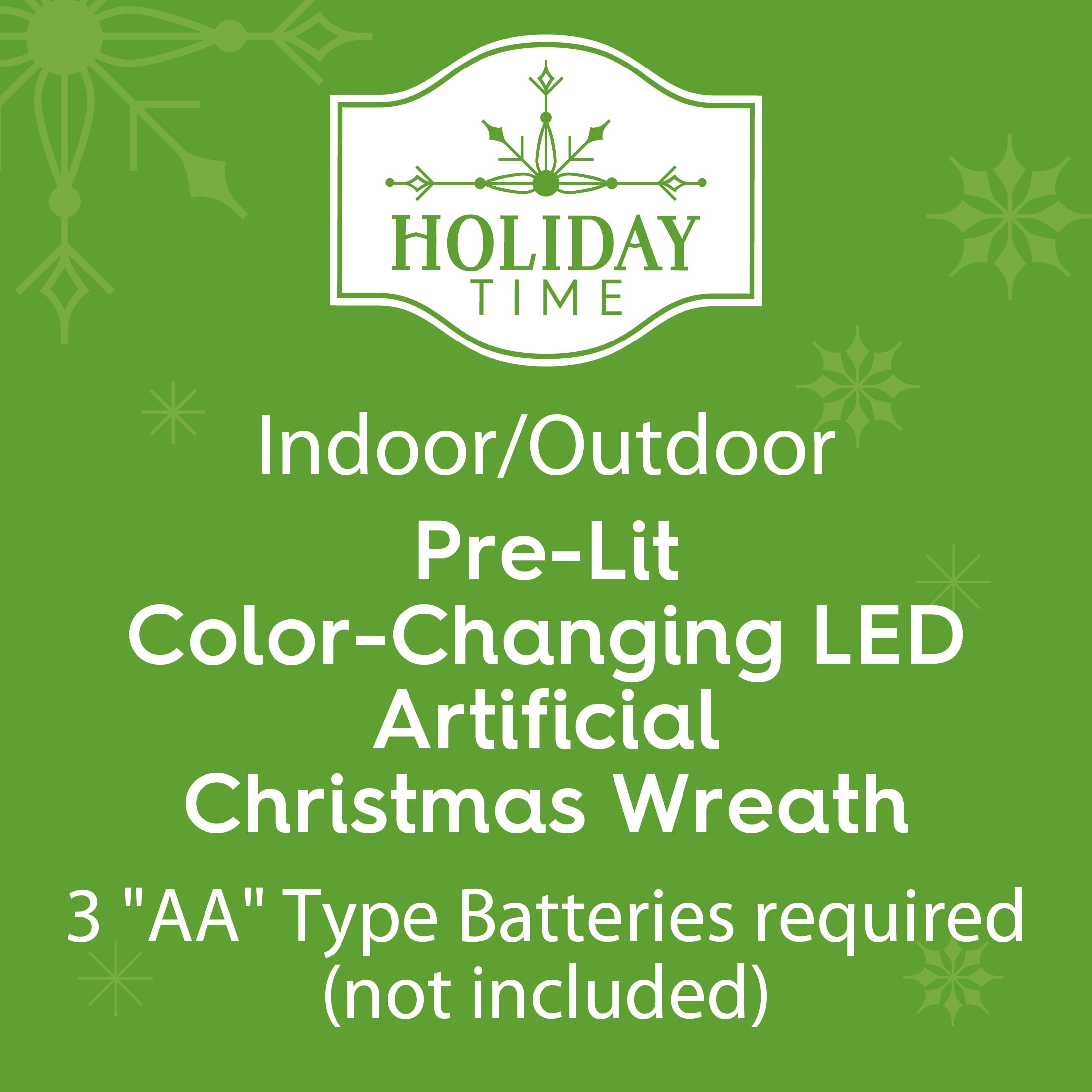 Liberty Color-Changing Pre-Lit LED Battery-Powered Artificial Christmas Wreath with Timer, 24", by Holiday Time