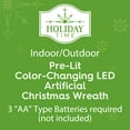 thumbnail image 4 of Liberty Color-Changing Pre-Lit LED Battery-Powered Artificial Christmas Wreath with Timer, 24", by Holiday Time, 4 of 8