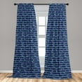 thumbnail image 2 of Marine Window Curtains, Whales with Spots Swimming in the Deep Ocean on Nautical Striped Back, Lightweight Decor 2-Panel Set with Rod Pocket, Pair of - 28"x63", Indigo and Slate Blue, by Ambesonne, 2 of 3