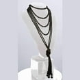 thumbnail image 4 of CILENON 1920S Pearls Necklace Fashion Faux Pearls Gatsby Accessories Vintage Costume Jewelry Cream Long Necklace For Women (Black,One Size), 4 of 5
