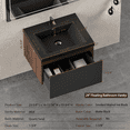 thumbnail image 2 of 24" Floating Bathroom Vanity with Sink, Modern Wall Mounted Vanity with U-Shaped Drawer and Soft-Close Slide, Pre-Assembled with Quartz Sand Basin, Black, 2 of 6
