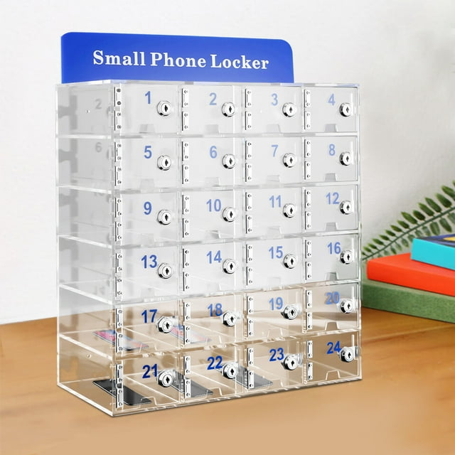 24 Slots Acrylic Cell Phone Lock Box W/ Locks & Keys Cell Phones