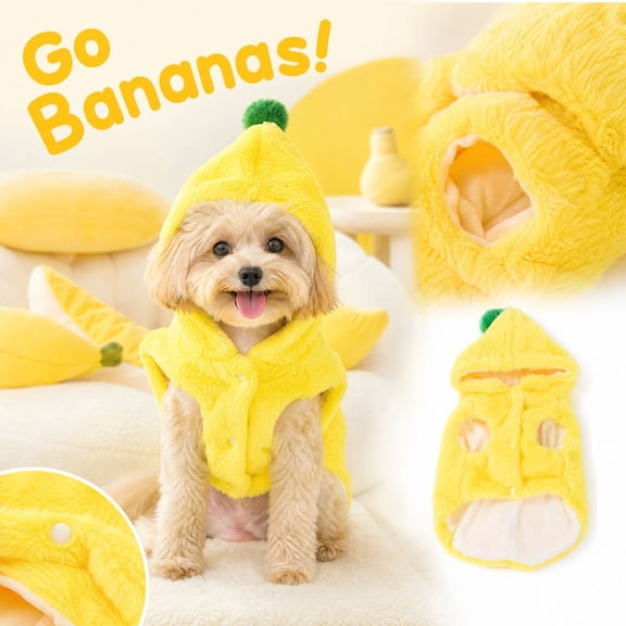 Banana Dog Costume, Funny Pet Dress-Up Outfit for Halloween, Parties and Photo Shoots, Novelty Apparel for Dogs During Seasonal Celebrations