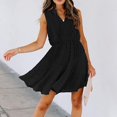 thumbnail image 4 of Robe Blanche Mode Femmes Été Casual V-Cou Taille Haute Sans Manches Robes Courtes, 4 of 6