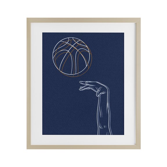 Stupell Industries Contemporary Basketball Lines Contour Birch Framed Print Under Glass, 13 x 16, by Marcus Prime