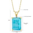 thumbnail image 3 of Gem Stone King 18K Yellow Gold Plated Silver Green Turquoise and White Diamond Pendant Necklace for Women (5.02 Cttw, Gemstone Birthstone, Emerald Cut 14X10MM, with 18 inch Silver Chain), 3 of 4