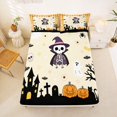thumbnail image 5 of Manfei Kawaii Halloween Skull Queen Sheets,Spider Web Print Queen Sheet Sets,4-Piece,1 Flat Sheet,1 Fitted Sheet and 2 Pillowcases, 5 of 6