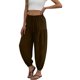 thumbnail image 4 of Pantalones de cintura elástica para las mujeres Color sólido empaquetado pies cordón longitud completa cónico Jogger bolsillos pantalones verde oliva mujeres, 4 of 6