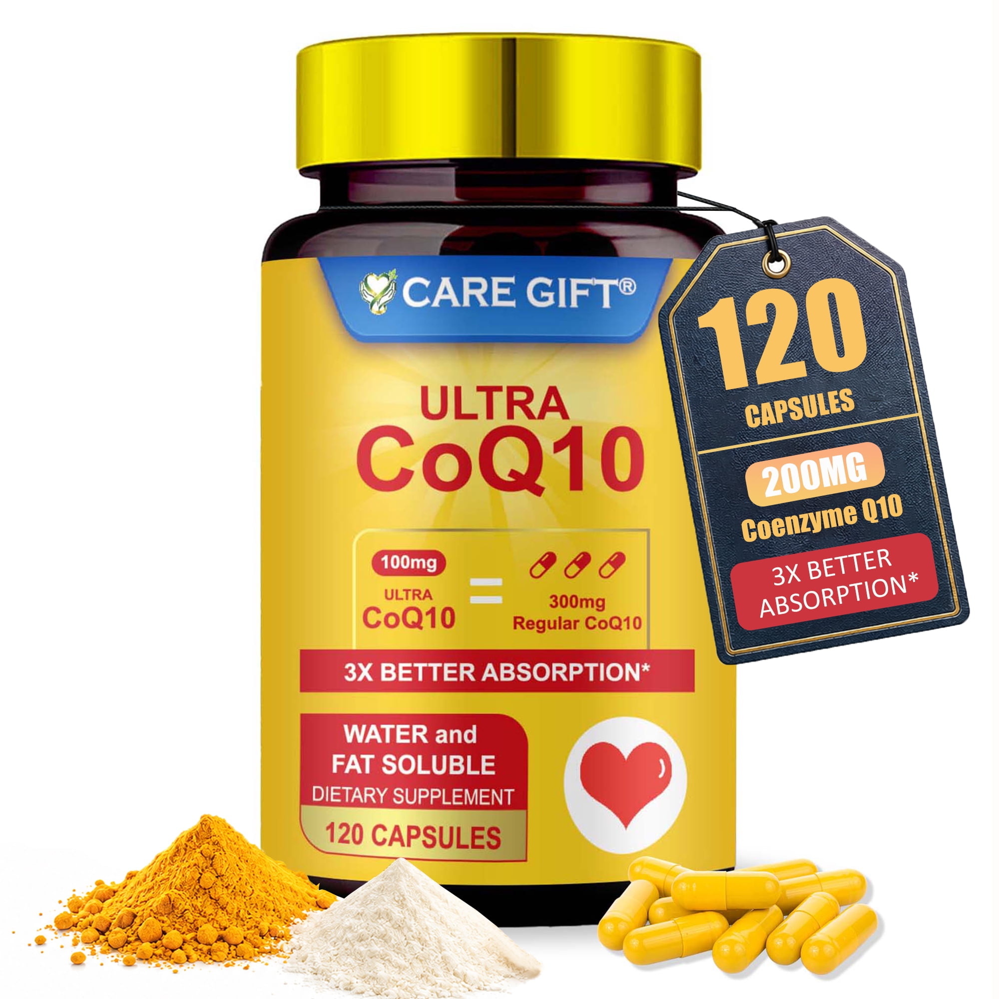 CoQ10 200mg Capsules, Support Heart Health, Cardiovascular Health, Coenzyme Q10 120 Capsules