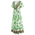thumbnail image 6 of Itsame Womens Casual Dresses Printed V-neck Thin Dress Green Size L, 6 of 7