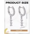 thumbnail image 2 of 1Pair Brass Micro Pave Clear Cubic Zirconia Hoop Earrings Teardrop Hoop Cartilage Piercing Earrings Platinum Simple Earrings for Women Elegant Gifts Personalized Jewelry 26.5x2.5mm Clear DIY, 2 of 4