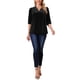 thumbnail image 2 of INSPIRAR CHIC Blusas de Terciopelo para Mujeres con Cuello en V, Manga 3/4, Tendencia Casual de Otoño Invierno, Blusa Suelta, Camiseta M Negra, 2 of 6