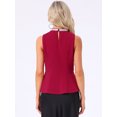 thumbnail image 4 of DARING DIVA Women's Halter Neck Beaded Cocktail Sleeveless Blouse L Burgundy, 4 of 5