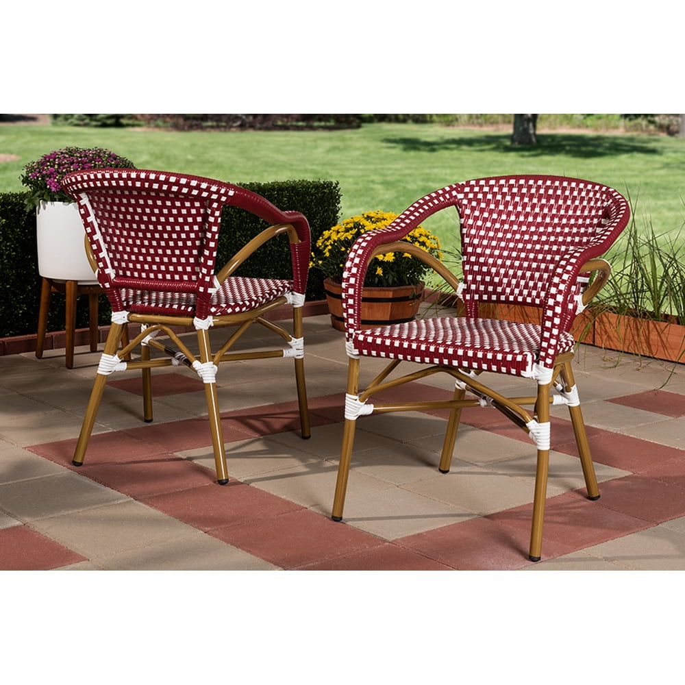 Set of 2 Baxton Studio Eliane Classic French Indoor and Outdoor Red and
