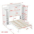 thumbnail image 4 of Queen Size Murphy Bed with 2 Wardrobe and Storage Shelf, Multifunctional Foldable Platform Bedframe for Guest-Room, Bedroom, White, 4 of 8