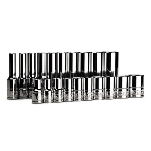 Capri Tools 1/4 in. Drive Master Chrome Sockets Set, 6-Point, 3/16 to 9/16 in., SAE, 20-Piece