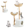 thumbnail image 2 of Wliqien 46" Modern Cat Tree, Solid Wood Cat Condo with 2 Baskets, Scratching Post, Indoor Large Cat Climbing Tower with Hiding Enclosure, 2 of 6