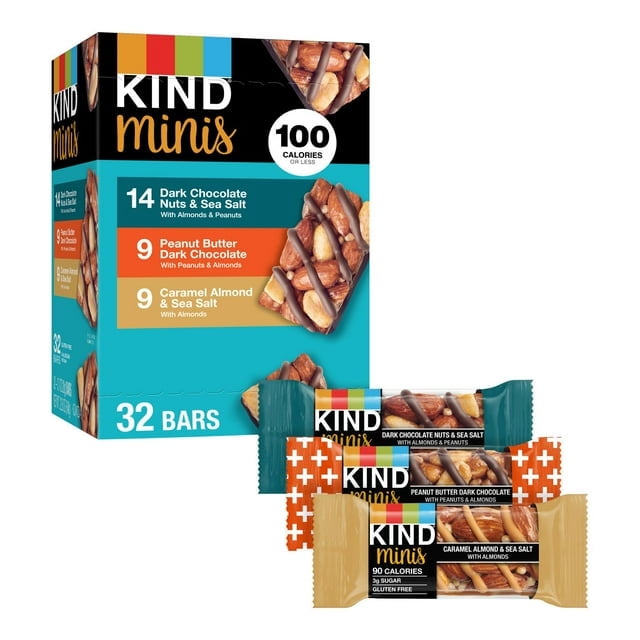 KIND Snacks Mini Nut Bar, Variety Pack, 32 Count With White Bowl By OMA