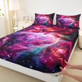 thumbnail image 4 of Manfei Dreamy Pink Nebula King Sheets,Celestial Stars Bedding,4pcs,1 Flat Sheet,1 Fitted Sheet and 2 Pillowcases, 4 of 6